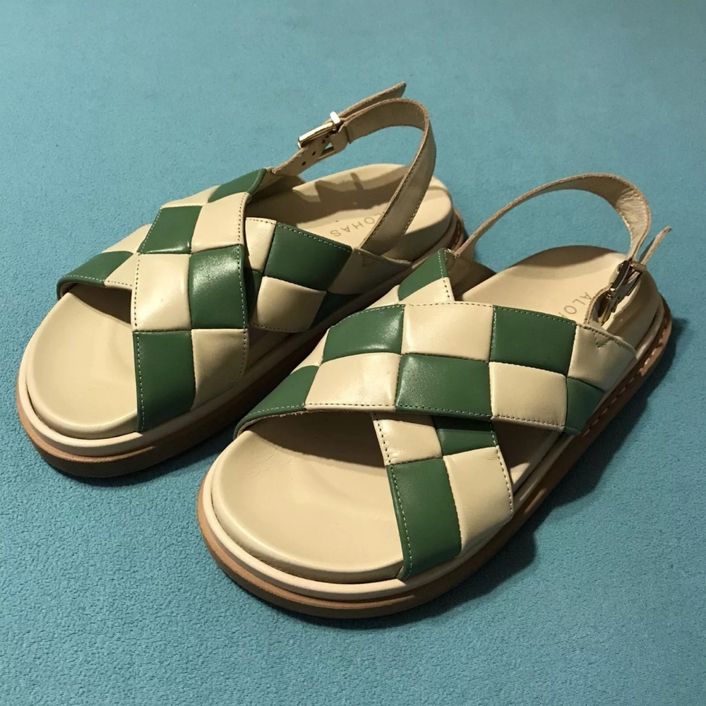 ALOHAS Green and Cream Sandals